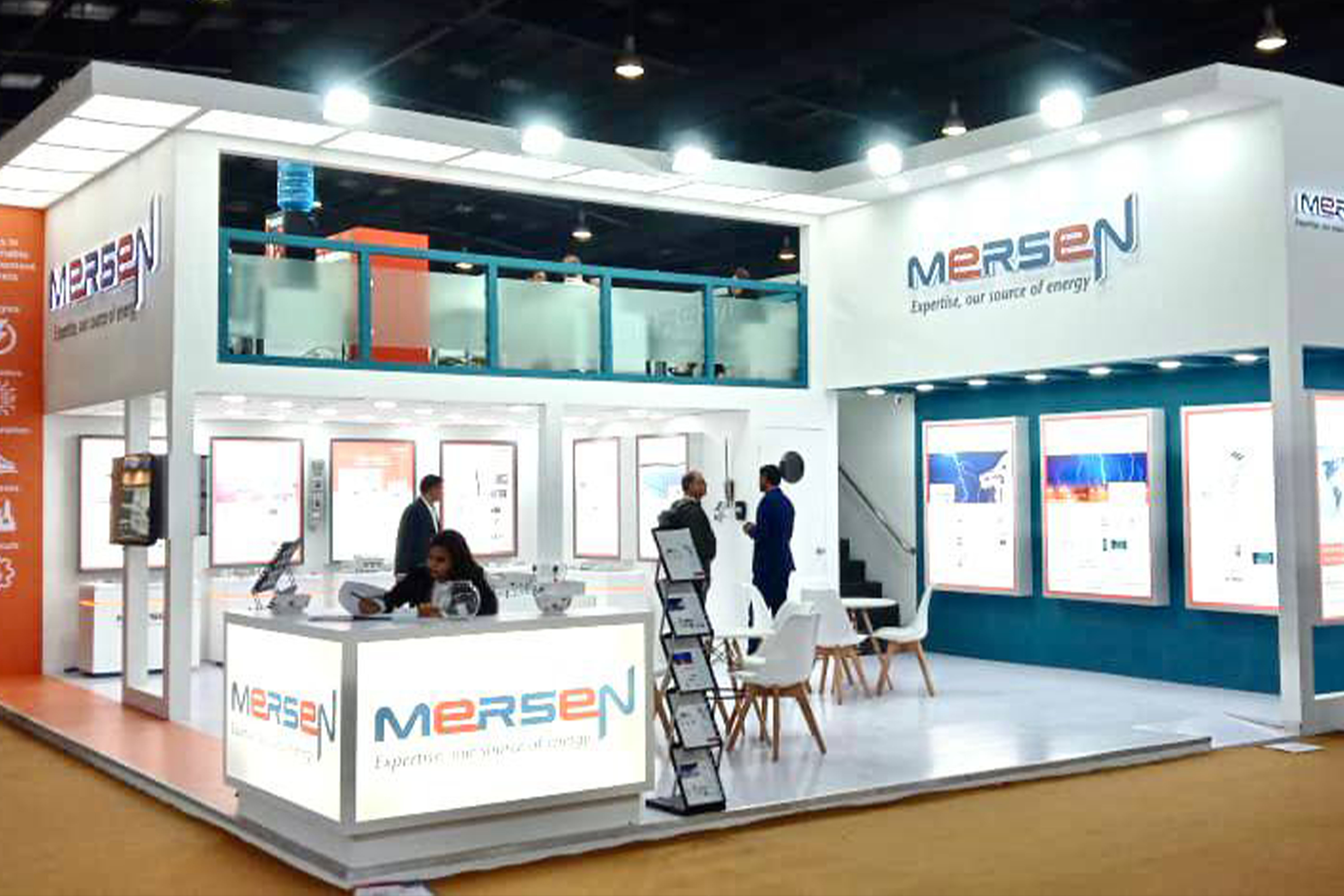 Custom double-height exhibition stand